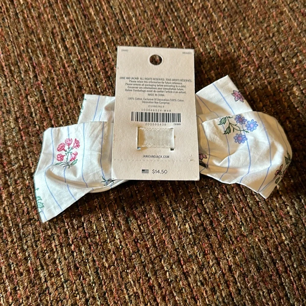 JANIE and JACK Girl Jet Ivory Floral Stripe Floral Stripe Barrette